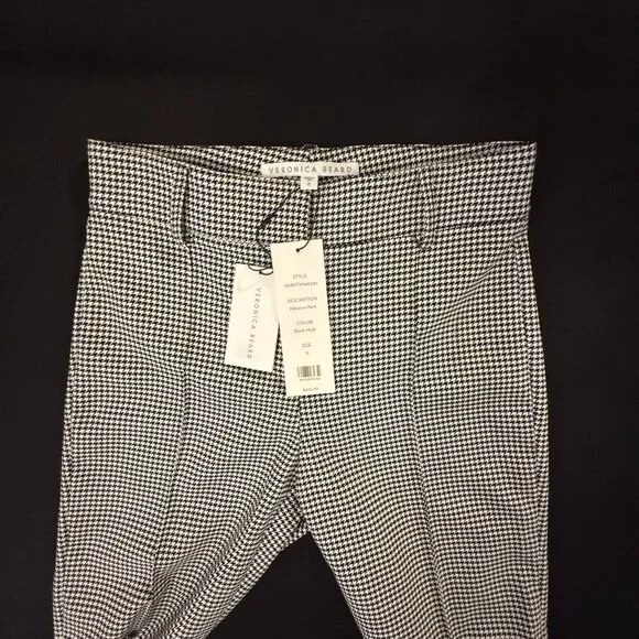 Veronica Beard Hibiscus Houndstooth High Waist Wide Leg Flared Pants US 0 NWT - Picture 2 of 4